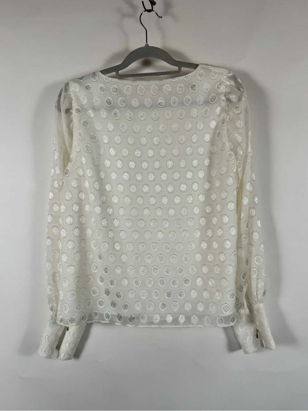 Lilly Pulitzer Swiss Dot Blouse Medium‎ Clean Girl Preppy Quiet Luxury Romantic
